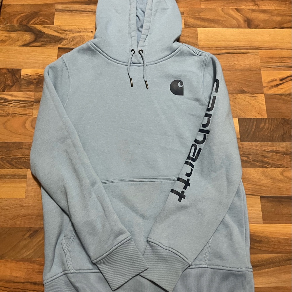 Light blue carhartt hoodie. Size M